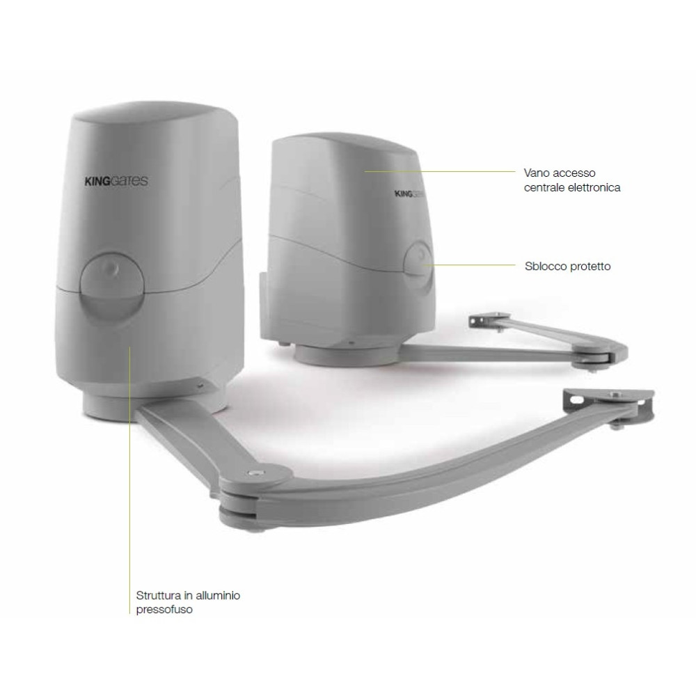 MOTORE KING MODUS 280SL 24V IRREVERSIBILE PER CANCELLO BATTENTE ANTA 2,8 MT 300 Kg