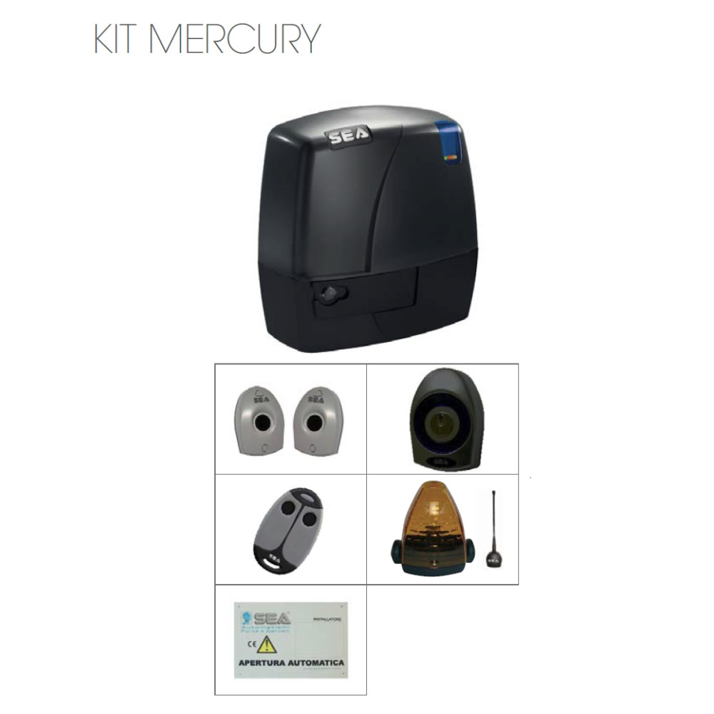 KIT SEA MERCURY 400 E 230V AUTOMAZIONE PER CANCELLO SCORREVOLE FINO A 4 MT MAX 400 KG 