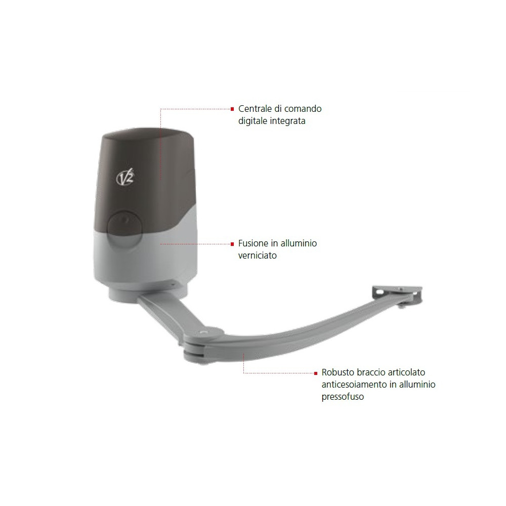 MOTORE BRACCIO ARTICOLATO V2 ZORUS 4 MASTER CENTRALE 230V CANCELLO BATTENTE ANTA MAX 4,2 MT