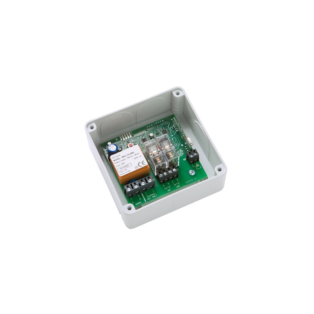 RICEVITORE ESTERNO 2 CH X CENTRALE AUTOM. V2 WALLY 2 A 1500W 230V 433.90 MHZ