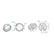 CORONA E PULEGGIA OGIVA PIATTA PER MOTORI TEKNOS T45 PER RULLO ZF Ø60