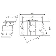 SUPPORTO DA PARETE CON FORO 16x16MM PER MOTORIDUTTORI TUBOLARI DIAMETRO 59MM