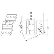 SUPPORTO DA PARETE CON FORO 16x16MM PER MOTORIDUTTORI TUBOLARI DIAMETRO 59MM